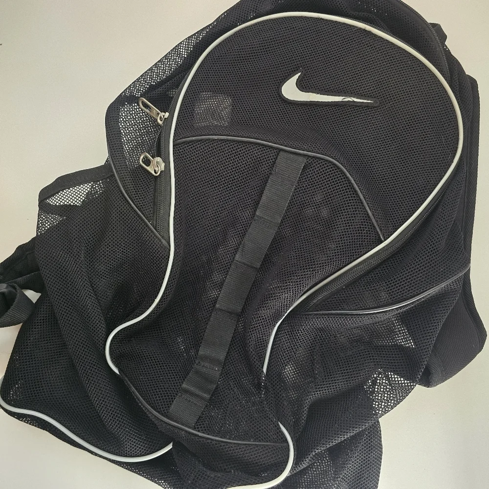 Nike Black Mesh Backpack Streetwear Gym Sports Beach Travel Bag